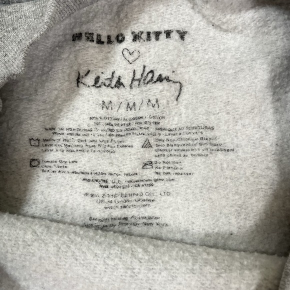 Keith Haring x Hello Kitty Sweatshirt Pullover Crewneck Women Sz M Gray Collab - Picture 6 of 8
